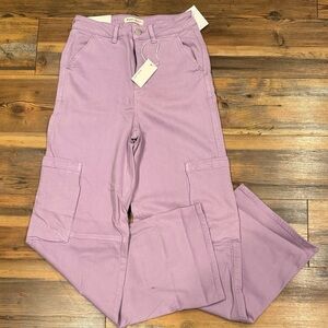Warp + Weft Lilac Wide Leg Cargo Pants